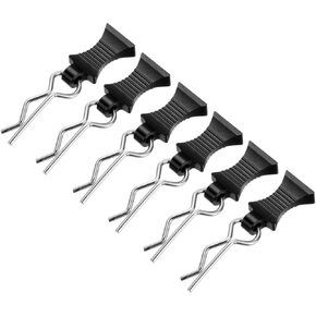 DMiotech 6Pcs Body Clips Pins with Pull Tabs, Black Universal RC Cars Parts Shell Replacement Parts for 1/8 1/10 1/12 Scale RC Car