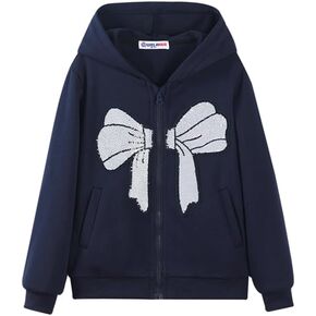 WELAKEN Girls Zip Up Hoodie Sweatshirt with Pockets Long Sleeve Jacket Outfits in Kuwait