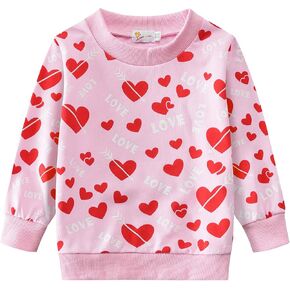 CM-Kid طفل الفتيات البلوز القلب طباعة طويلة الأكمام بلوزات البلوز Crewneck قميص ملابس الشتاء سترة للأطفال