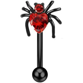 16G CZ Spider Eyebrow Ring for Women Men Stainless Steel Black Insect Eyebrow Studs Curved Barbells Cartilage Earrings Halloween Body Piercing Jewelry
