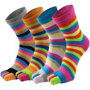 Zeroest Toe Socks Women Girls Soft Funny Socks with Toes Colorful Socks with Toes Separated Rainbow Five Finger Socks