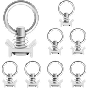 16Pack L-Track Single Stud Fitting Round O Ring Black, L Track Tie Down, L-Track Accessories for Truck Bed,Trailer Cargo Control,Pickup, RV, ATV Breaking Load 5500Lbs