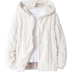 SOLY HUX Girl's Zip Up Fuzzy Jacket Hoodies Long Sleeve Casual Coat Outerwear