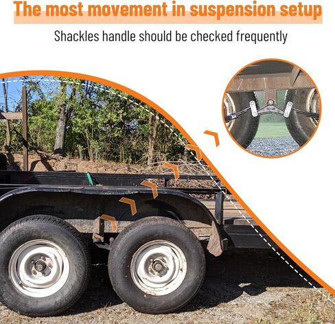 Tandem Axle Trailer Shackles Kit: 2 Packs Trailer Shackles with Trailer Shackle Bolts, 2-1/4" Trailer Shackle Straps (225), Used On Dual-Axle Systems in Kuwait