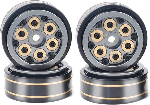 1.0'' Beadlock Wheel Rim Hex 7mm with 6PCS Brass Block Adjustable Weight for 1/24 1/18 RC Crawler SCX24 AX24 FCX24 FCX18(Titanium) in Saudi Arabia