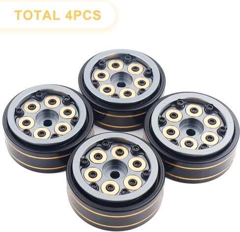 1.0'' Beadlock Wheel Rim Hex 7mm with 6PCS Brass Block Adjustable Weight for 1/24 1/18 RC Crawler SCX24 AX24 FCX24 FCX18(Titanium) in Saudi Arabia