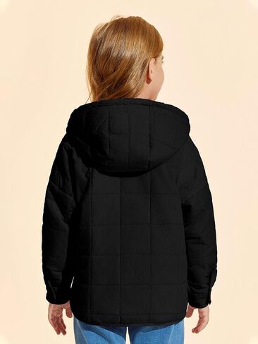 Haloumoning Girls Winter Quilted Hoodies Kids Pullover Hooded Sweatshirts with Pockets 5-14 Years in Saudi Arabia