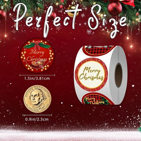 500PCS Christmas Stickers for Envelope,1.5" Round Merry Christmas Roll Stickers Labels,8 Designs Holiday Envelope Stickers Xmas Tag Seal for Envelope Box, Card Gift,Party Supplies in Saudi Arabia