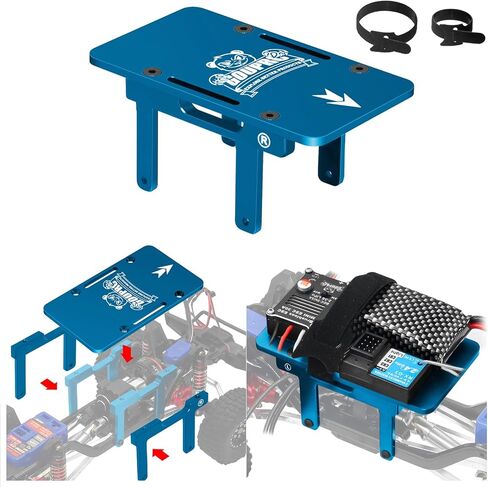 دعامة توسيع GOUPRC لتخزين مستقبل بطارية ESC من الألومنيوم باستخدام الحاسب الآلي لترقيات سيارة TRX4M 1/18 RC (أزرق) in Kuwait