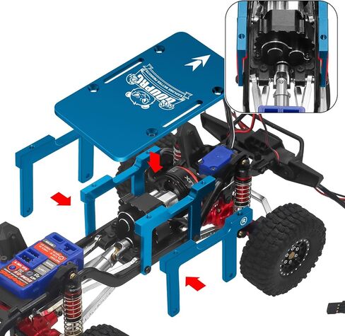 دعامة توسيع GOUPRC لتخزين مستقبل بطارية ESC من الألومنيوم باستخدام الحاسب الآلي لترقيات سيارة TRX4M 1/18 RC (أزرق) in Kuwait