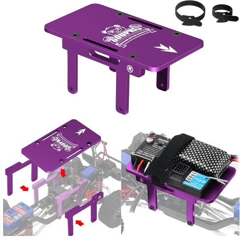 GOUPRC Expansion Bracket to Store ESC Battery Receiver CNC Aluminum for TRX4M 1/18 RC Car Upgrades（Blue） in Saudi Arabia