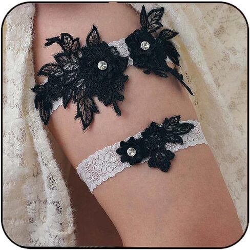 مجموعة أربطة زفاف من الدانتيل للعروس من Latious، رباط زفاف أزرق على شكل زهرة الساق، إكسسوارات للحفلات الراقصة للنساء in Kuwait