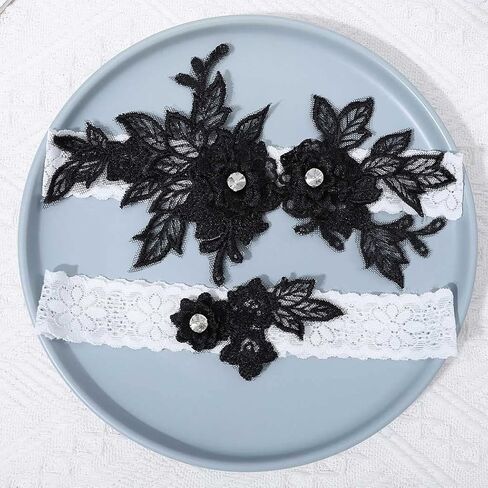 مجموعة أربطة زفاف من الدانتيل للعروس من Latious، رباط زفاف أزرق على شكل زهرة الساق، إكسسوارات للحفلات الراقصة للنساء in Kuwait