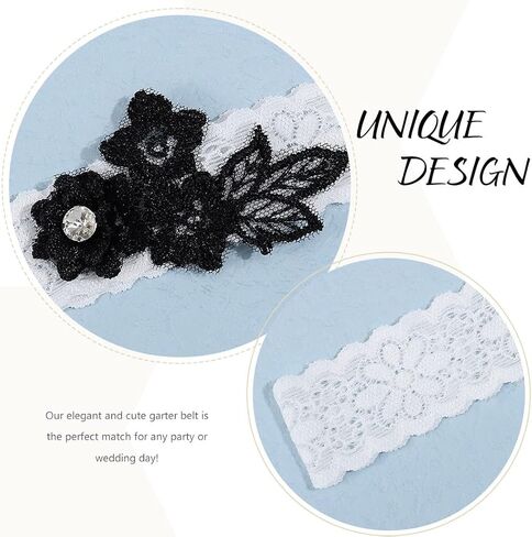 مجموعة أربطة زفاف من الدانتيل للعروس من Latious، رباط زفاف أزرق على شكل زهرة الساق، إكسسوارات للحفلات الراقصة للنساء in Kuwait