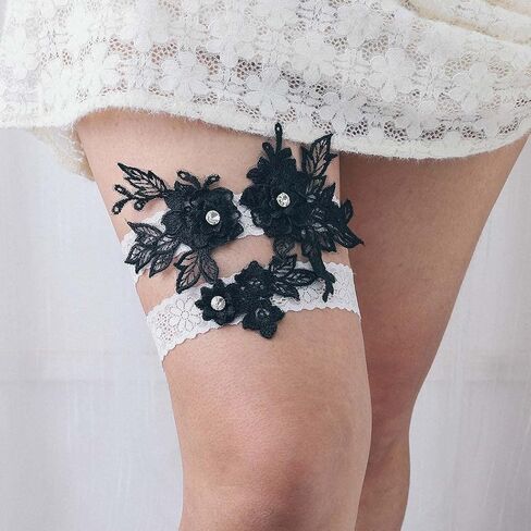 مجموعة أربطة زفاف من الدانتيل للعروس من Latious، رباط زفاف أزرق على شكل زهرة الساق، إكسسوارات للحفلات الراقصة للنساء in Kuwait