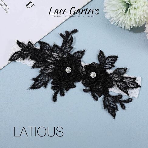 مجموعة أربطة زفاف من الدانتيل للعروس من Latious، رباط زفاف أزرق على شكل زهرة الساق، إكسسوارات للحفلات الراقصة للنساء in Kuwait