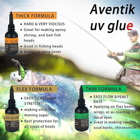 Riverruns UV Clear Glue Three Glue Formula سميكة ورقيقة وفائقة الطيران + 12 مصباح طاقة LED ربط الذباب لبناء الذباب ورؤوس الذباب والأجسام والأجنحة تخفيضات تمهيدية خاصة مجانية! in Saudi Arabia