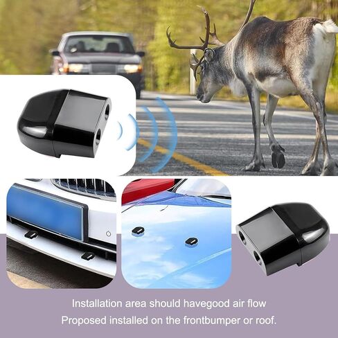 UGSHY 4 قطع Car Drive Away Deer Whistle Kit، أجهزة تحذير سلامة الحياة البرية البلاستيكية المقاومة للماء والصدأ، صافرة طرد الغزلان بالموجات فوق الصوتية، ملحقات تخييم عالمية للسفر للسيارة (أسود) in Kuwait