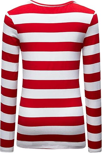 Women’s Where is Waldo Shirts Long Sleeve Striped T-Shirt Crew Neck Wide Stripes Tops Casual Tee in Saudi Arabia