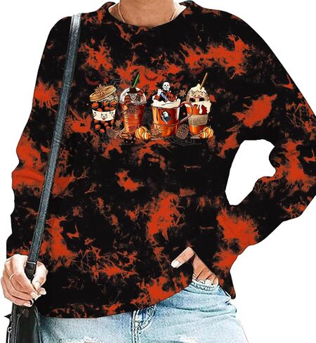 Halloween Shirt For Women Horror Movie Sweatshirt Halloween Skull Tee Tops in Saudi Arabia