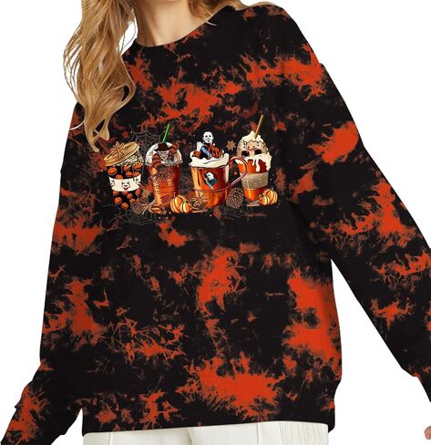 Halloween Shirt For Women Horror Movie Sweatshirt Halloween Skull Tee Tops in Saudi Arabia