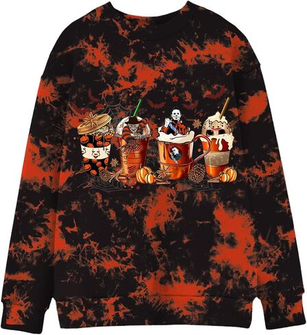 Halloween Shirt For Women Horror Movie Sweatshirt Halloween Skull Tee Tops in Saudi Arabia