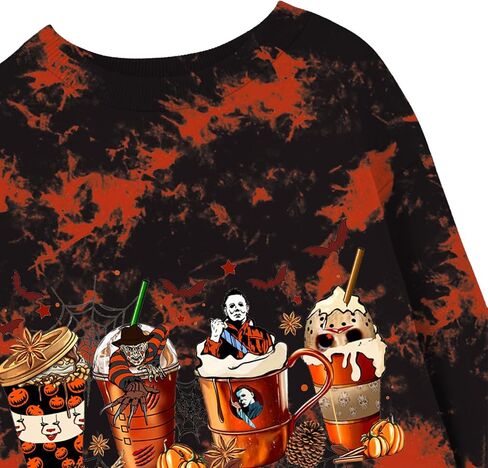 Halloween Shirt For Women Horror Movie Sweatshirt Halloween Skull Tee Tops in Saudi Arabia
