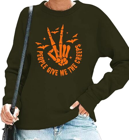 Halloween Shirt For Women Horror Movie Sweatshirt Halloween Skull Tee Tops in Saudi Arabia