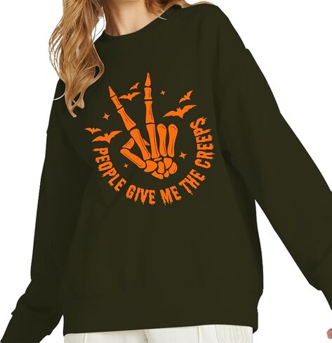 Halloween Shirt For Women Horror Movie Sweatshirt Halloween Skull Tee Tops in Saudi Arabia