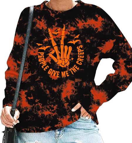 Halloween Shirt For Women Horror Movie Sweatshirt Halloween Skull Tee Tops in Saudi Arabia