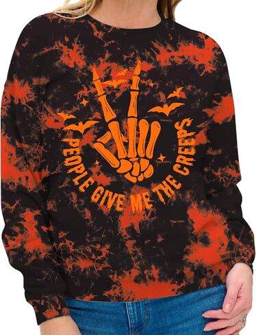 Halloween Shirt For Women Horror Movie Sweatshirt Halloween Skull Tee Tops in Saudi Arabia