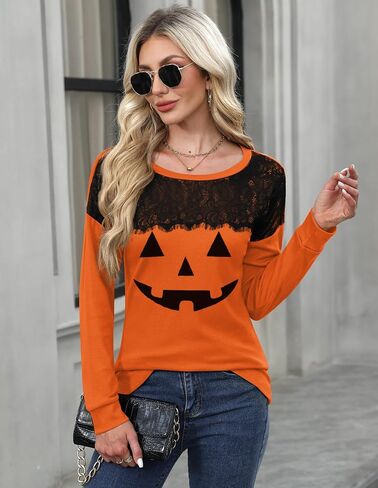 For G and PL Women's 2024 Fall Winter Long Sleeve Crewneck Lace Top Shirt Dressy Casual Elegant Sweatshirt in Saudi Arabia