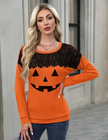 For G and PL Women's 2024 Fall Winter Long Sleeve Crewneck Lace Top Shirt Dressy Casual Elegant Sweatshirt in Saudi Arabia