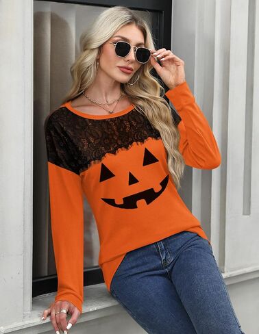 For G and PL Women's 2024 Fall Winter Long Sleeve Crewneck Lace Top Shirt Dressy Casual Elegant Sweatshirt in Saudi Arabia