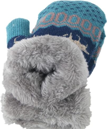 Kids Mittens Winter Warm Knitted Gloves Ski Gloves Mittens Multipack Elk Gloves On String with Fleece Xmas for Girl Boy 3-8 in Kuwait