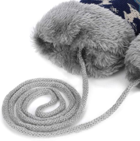 Kids Mittens Winter Warm Knitted Gloves Ski Gloves Mittens Multipack Elk Gloves On String with Fleece Xmas for Girl Boy 3-8 in Kuwait