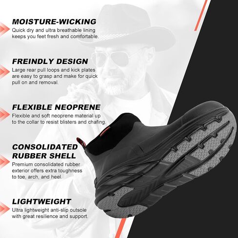 Showave Men's Rubber Rain Boots Lightweight Mud Booties Waterproof Non-slip Insulated Garden Boots in Kuwait