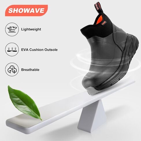 Showave Men's Rubber Rain Boots Lightweight Mud Booties Waterproof Non-slip Insulated Garden Boots in Kuwait