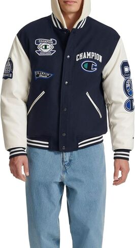 Champion Mens Letterman Varsity Bomber Jacket With Patches in Saudi Arabia