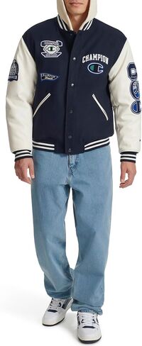 Champion Mens Letterman Varsity Bomber Jacket With Patches in Saudi Arabia