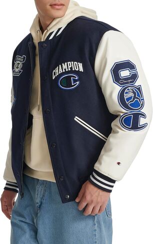 Champion Mens Letterman Varsity Bomber Jacket With Patches in Saudi Arabia