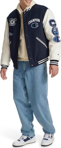 Champion Mens Letterman Varsity Bomber Jacket With Patches in Saudi Arabia