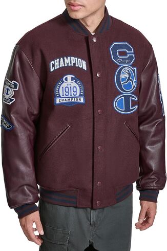 Champion Mens Letterman Varsity Bomber Jacket With Patches in Saudi Arabia