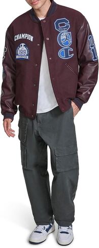 Champion Mens Letterman Varsity Bomber Jacket With Patches in Saudi Arabia