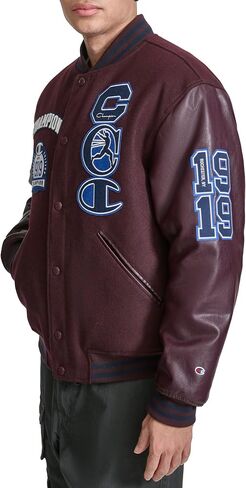 Champion Mens Letterman Varsity Bomber Jacket With Patches in Saudi Arabia