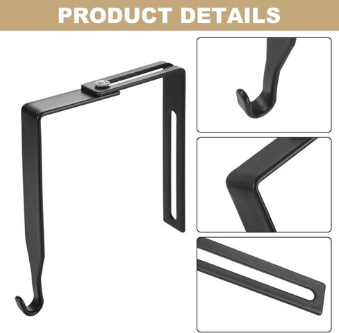 senenqu 19 جهاز كمبيوتر شخصى الشماعات حجرة قابل للتعديل 1 3/8 بوصة إلى 3 1/2 بوصة مجموعة شماعات التقسيم العالمي المعادن السوداء حجرة السنانير الباب مرآة شماعات مع مفك البراغي لمكتب السبورة in Kuwait