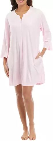 Miss Elaine Women's Stretch Terry LS Zip Short Robe in Saudi Arabia