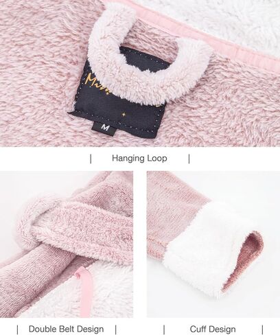 MissShorthair Women's Plush Hooded Robe - Long Fleece Bathrobe with Pockets, Soft and Cozy Loungewear Robe in Saudi Arabia