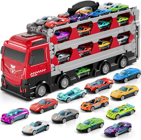 iHaHa 78 inches Transport Truck with 24pcs Die-Cast Cars Toys, Cars Toddler Toys Gifts for 2 3 4 5 6 7 Years Old Boys Girls Kids, Boys Toys Age 3-5 4-7 in Saudi Arabia