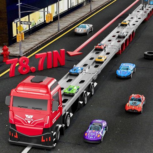iHaHa 78 inches Transport Truck with 24pcs Die-Cast Cars Toys, Cars Toddler Toys Gifts for 2 3 4 5 6 7 Years Old Boys Girls Kids, Boys Toys Age 3-5 4-7 in Saudi Arabia